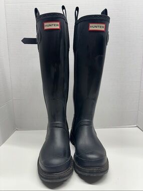 Hunter Rain Boots Boot Tall Pull On Tab Waterproof Matte Black Women's Size 6
